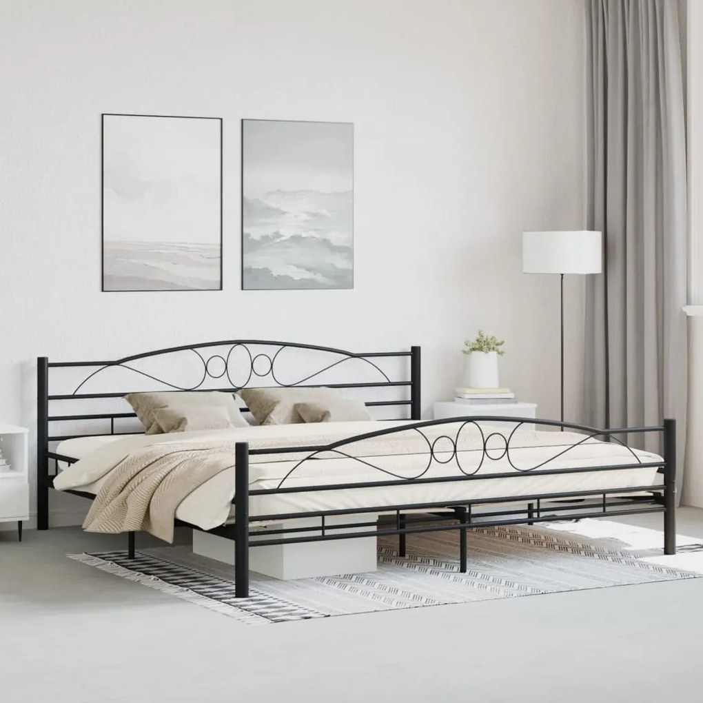vidaXL Estrutura de cama 200x200 cm aço preto