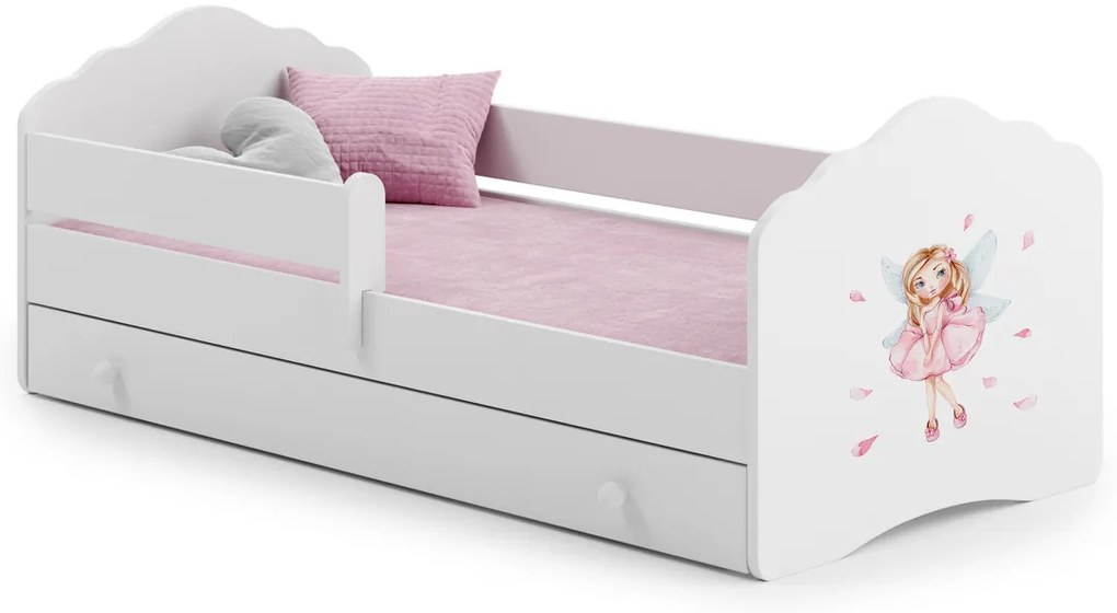 Cama infantil branca FALA fada 160x80 com gaveta - colchão e estrado incluído