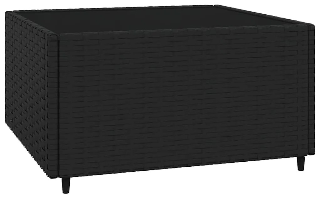4 pcs conjunto lounge de jardim c/ almofadões vime PE preto