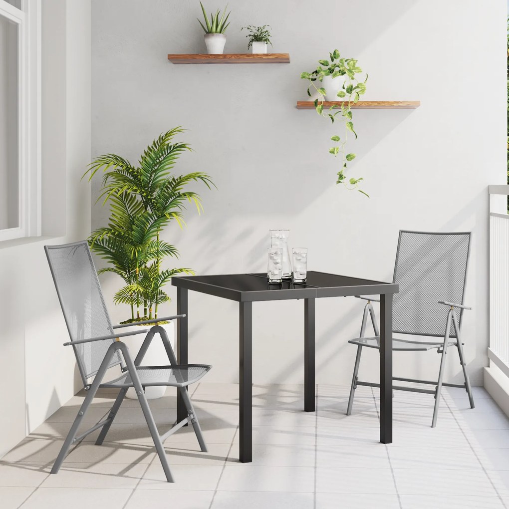 vidaXL Conjunto de Jantar de Jardim 3 Peças Aço Antracite