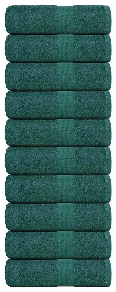 vidaXL Toalhas de rosto 10 unidades FROGN Verde 30x30 cm 100% algodão
