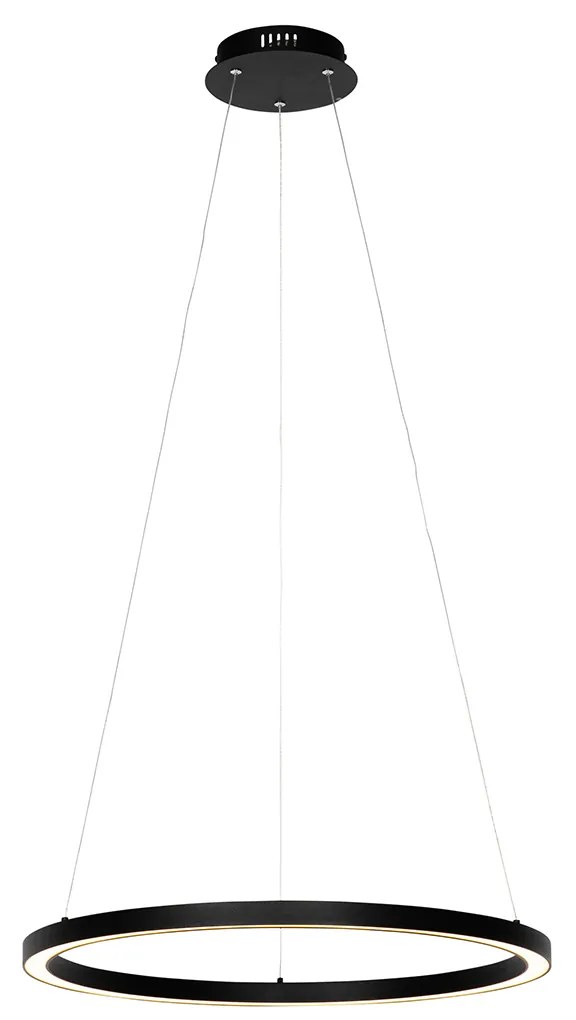 Candeeiro de suspensão preto 60 cm com LED regulável em 3 etapas - Girello Design