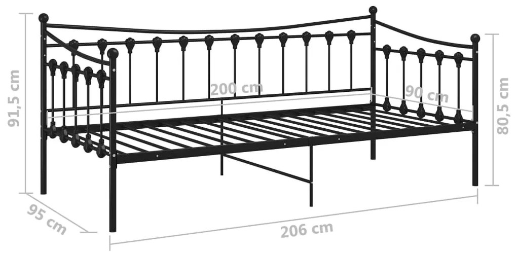 Sofá-cama 90x200 cm metal preto