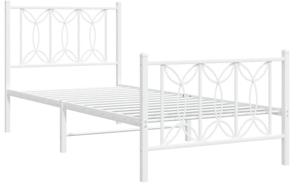 Estrutura de cama com cabeceira e pés 90x200 cm metal branco