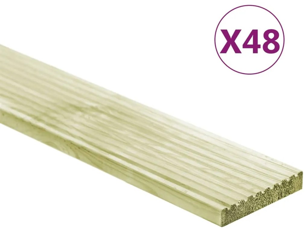 3107767 vidaXL Tábuas de terraço 48 pcs 6,96 m² 1m pinho maciço impregnado