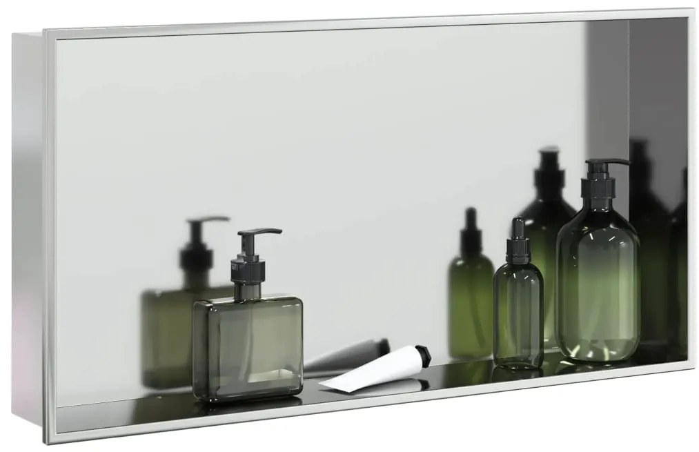 Nicho parede p/ duche 62x32x9 cm aço inoxidável prata escovada