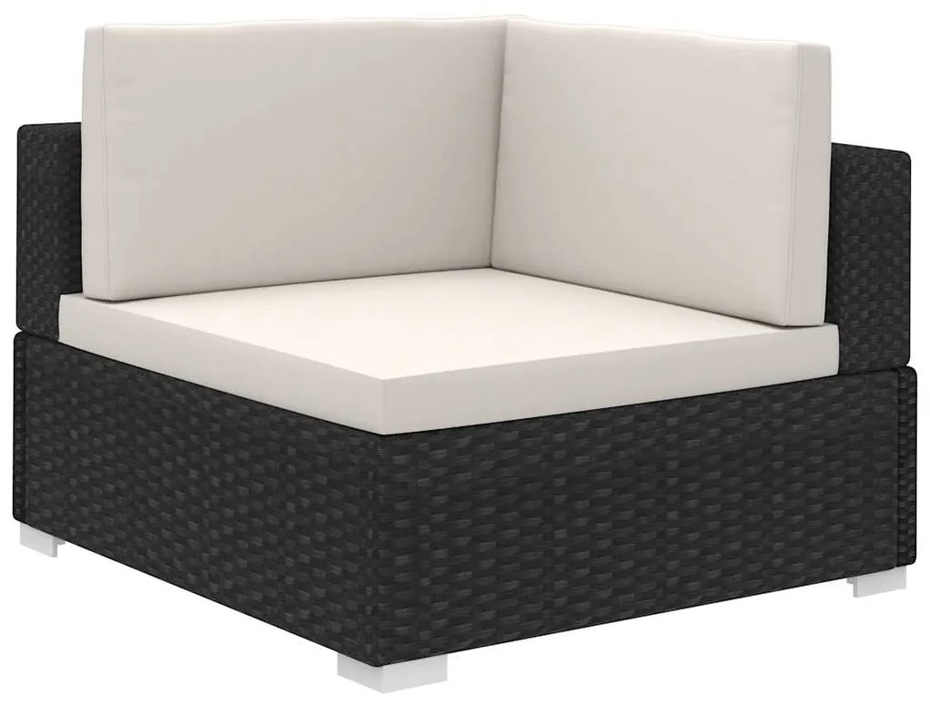 8 pcs conjunto lounge de jardim c/ almofadões vime PE preto