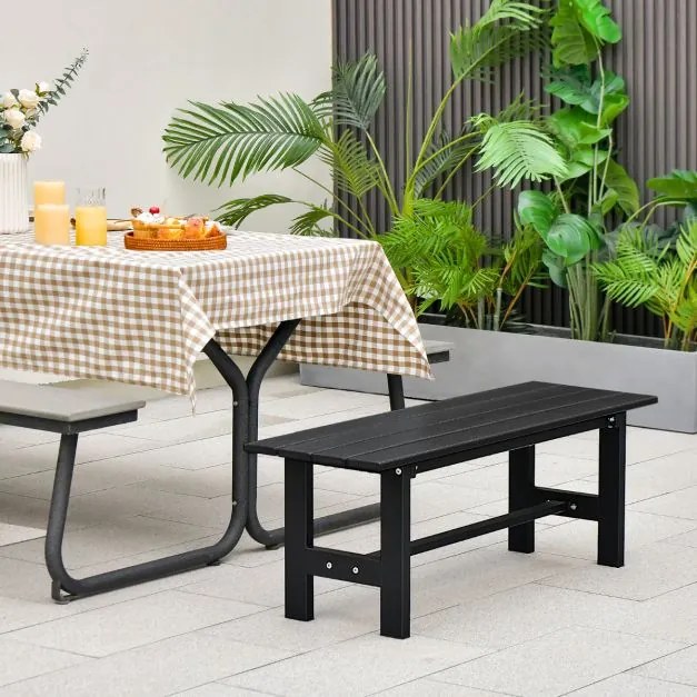 Banco jardim de exterior para 2 pessoas com estrutura metálica e assento de ripas Capacidade 300 kg para Pátio Jardim Varanda 120 x 36 x 40,5 cm Preto