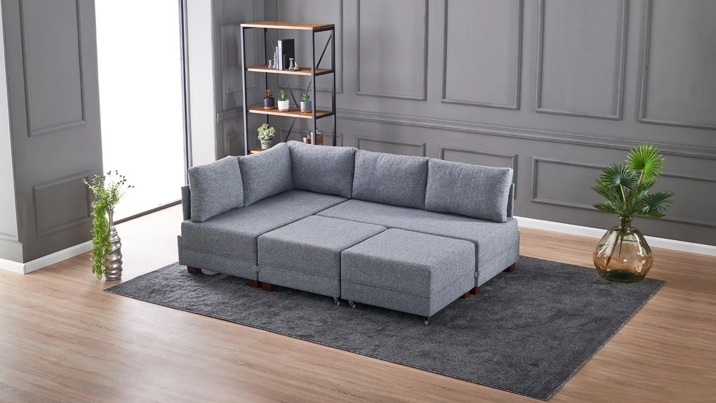 Sofá-Cama de Canto Fly – Cinzento – 210x70x280 cm