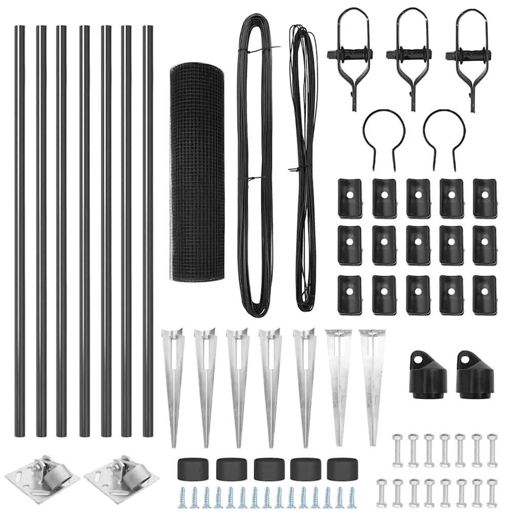 Conjunto de Poste de Cerca de Metal Conjunto de 2 Cinza Metal