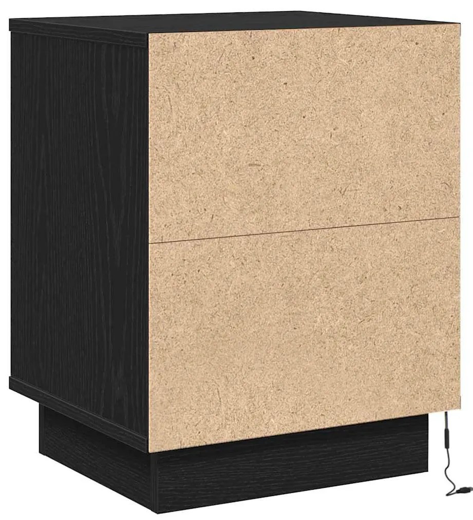 Criados-mudos com Luzes LED 2 pcs Preto 39x34,5x50 cm