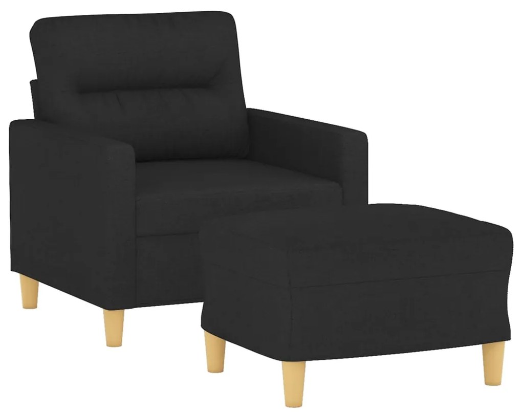 Poltrona com apoio de pés 60 cm tecido preto