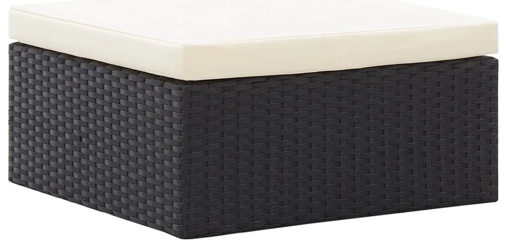Espreguiçadeira de jardim com teto vime PE preto