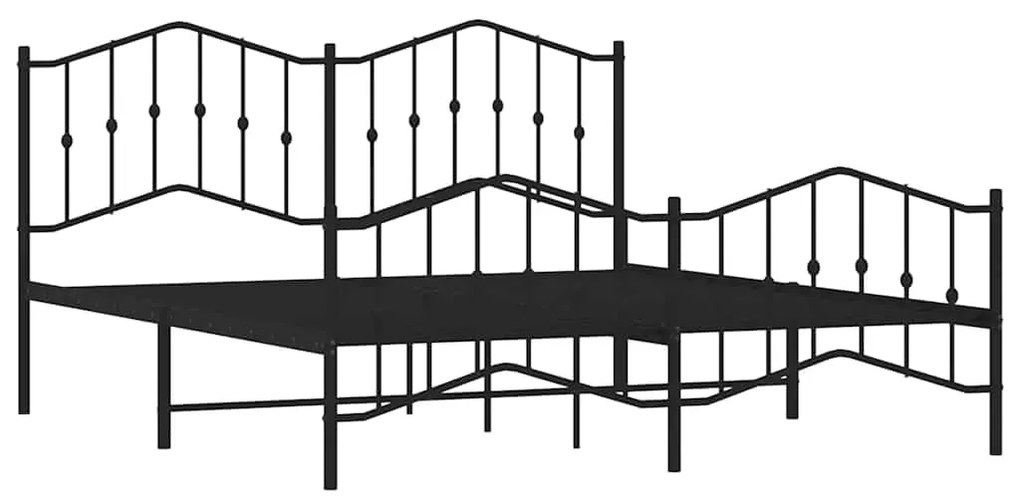 Estrutura de cama com cabeceira e pés 183x213 cm metal preto