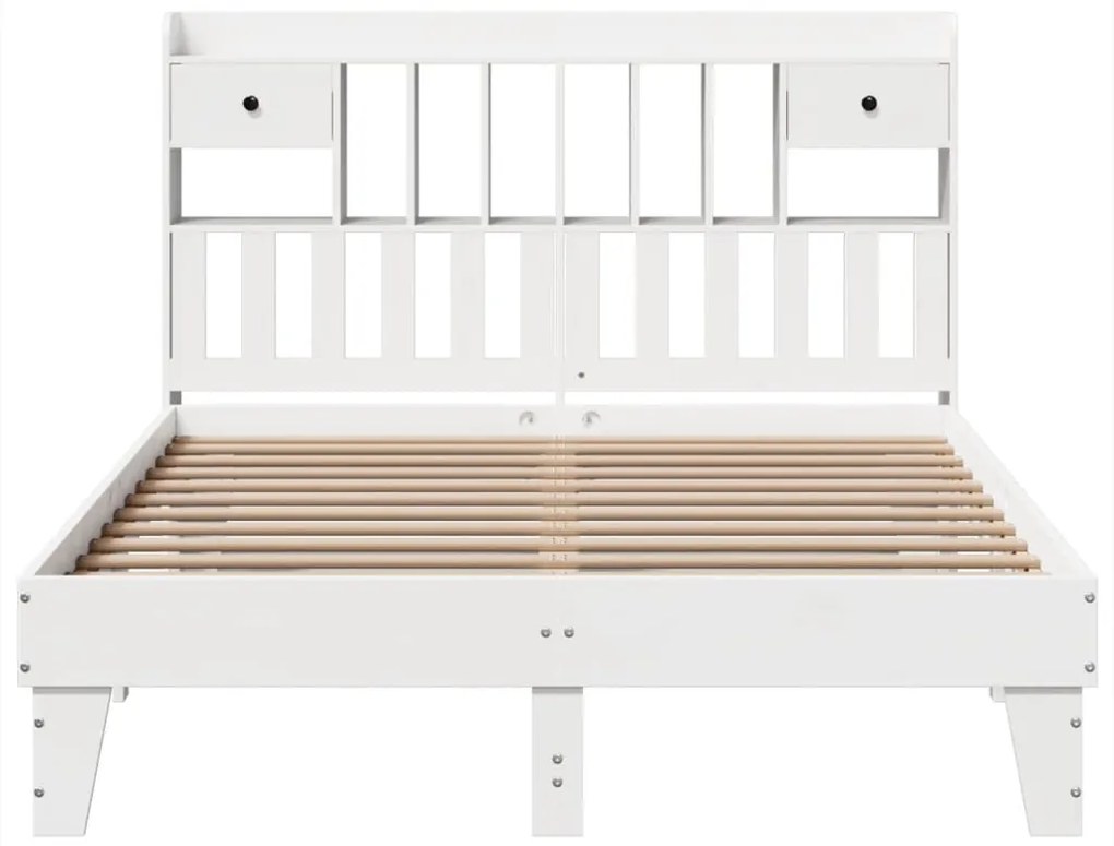 Cama sem colchão 140x190 cm madeira de pinho maciça branco