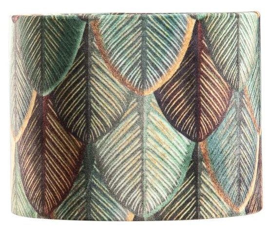 Abajur de Veludo com Design de Folhas e Interior Dourado 18/18/14