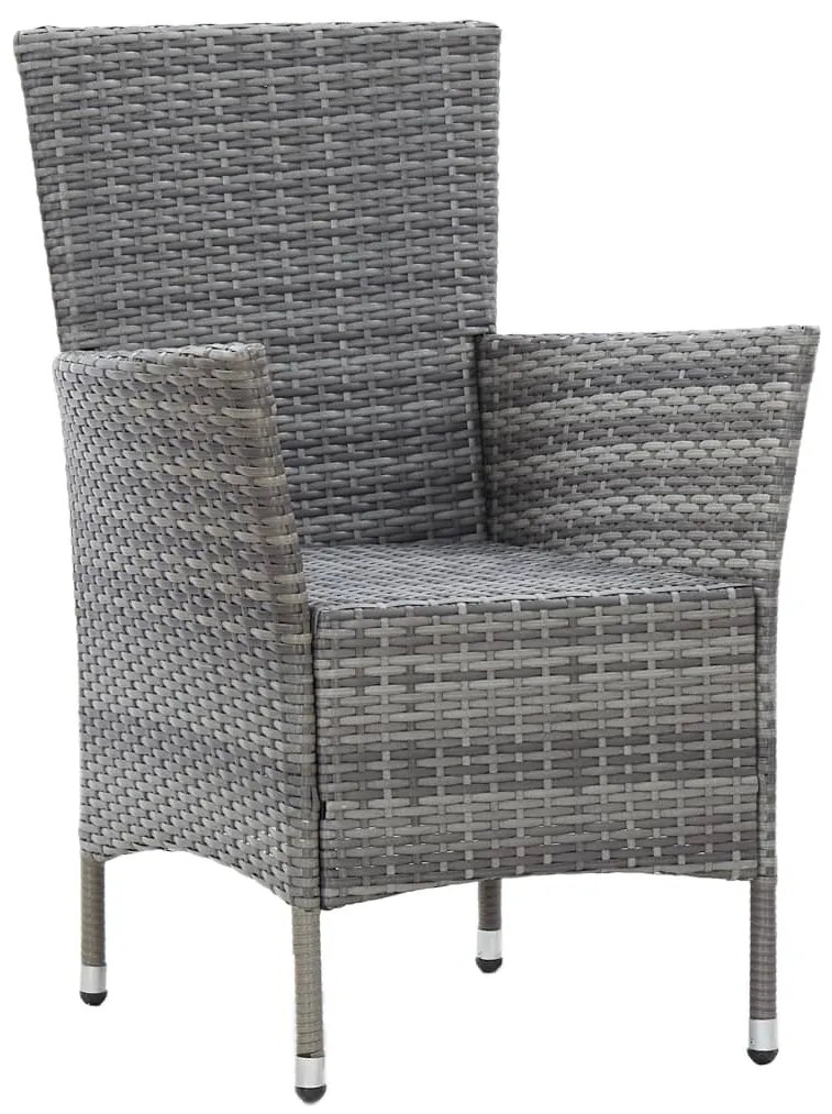 7 pcs conjunto jantar exterior com almofadões vime PE cinzento