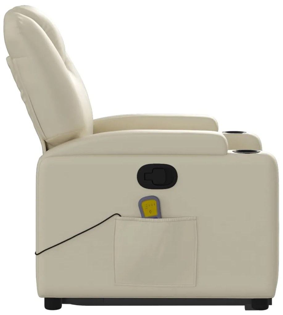 Poltrona reclinável de massagens couro artificial cor creme