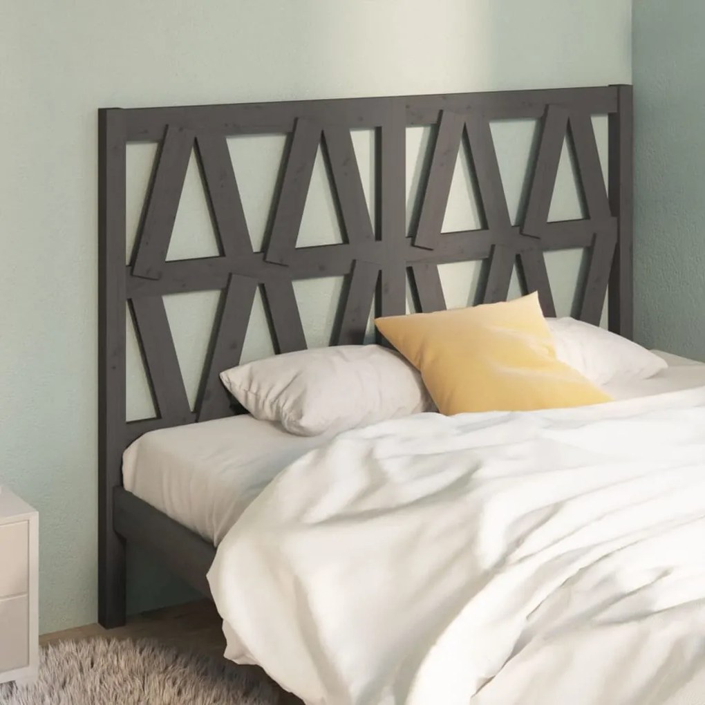 818622 vidaXL Cabeceira de cama 146x4x100 cm pinho maciço cinzento