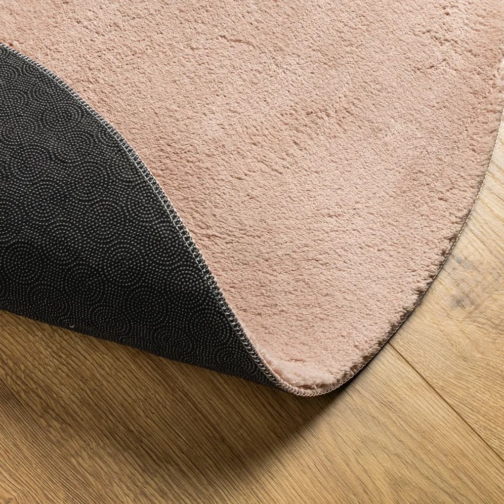 Tapete pelo curto macio e lavável HUARTE Ø 100 cm rosa-pálido