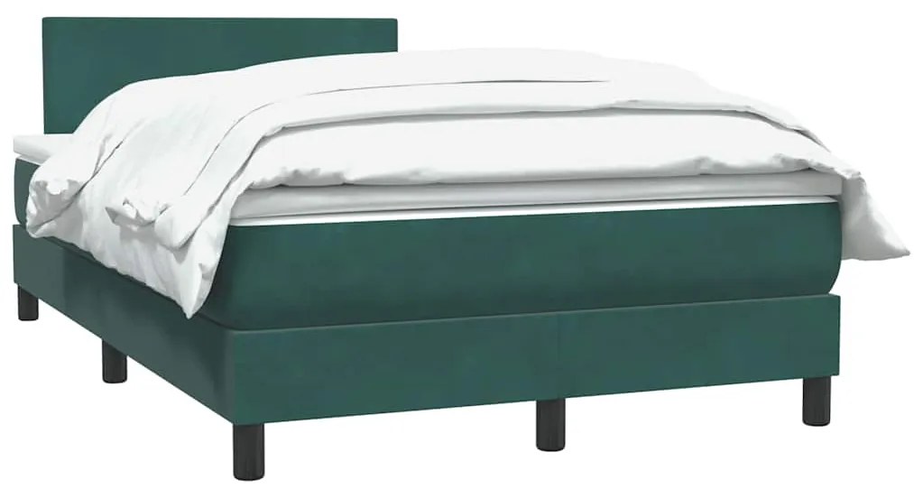 Cama boxspring com colchão 120x210 cm veludo verde-escuro