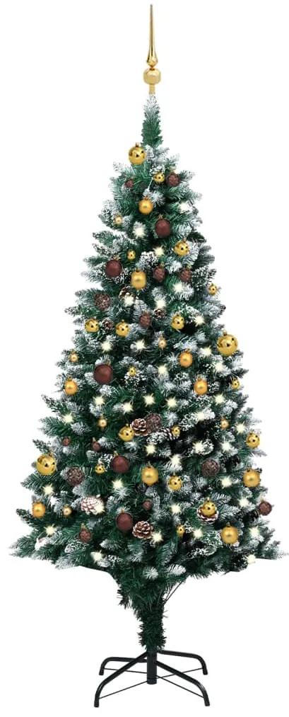 3077531 vidaXL Árvore Natal artificial pré-iluminada c/ bolas e pinhas 180 cm