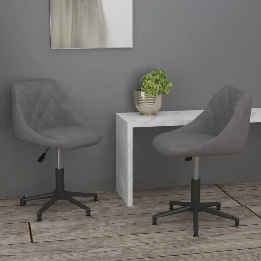 vidaXL Cadeiras de jantar giratórias 2 pcs veludo cinzento-claro