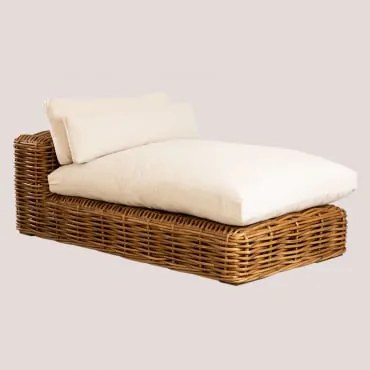 Sofá Modular De 3 Peças Com Chaise Longue À Esquerda E Pufe De Vime Milu Natural - Sklum