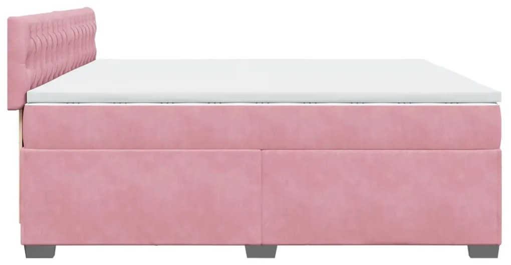 Cama com molas/colchão 200x200 cm veludo rosa