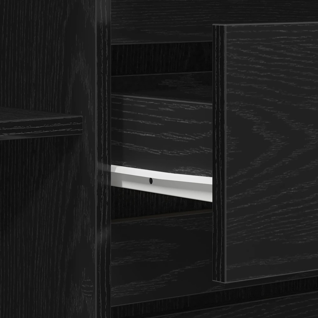 Sideboard Preto Carvalho 120x41x75 cm Madeira de Engenharia