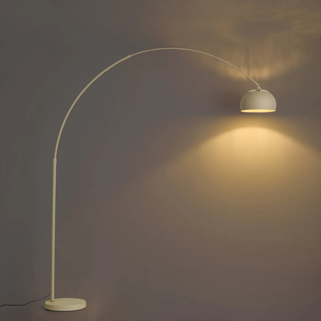 Candeeiro de Arco Moderno Bege com Base de Mármore - XXL