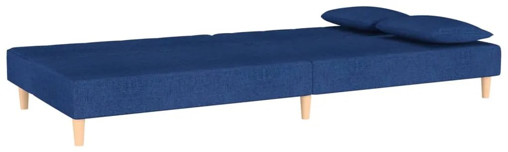 Sofá-cama 2 lugares com duas almofadas tecido azul