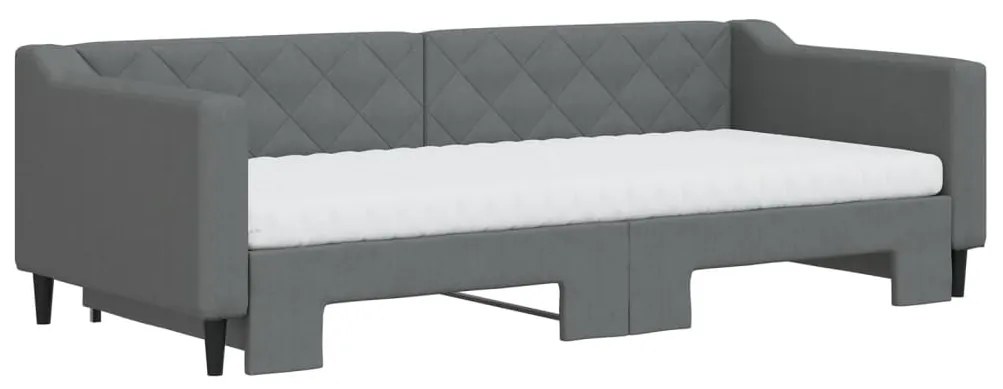 Sofá-cama c/ gavetão e colchões 90x200cm tecido cinzento-escuro
