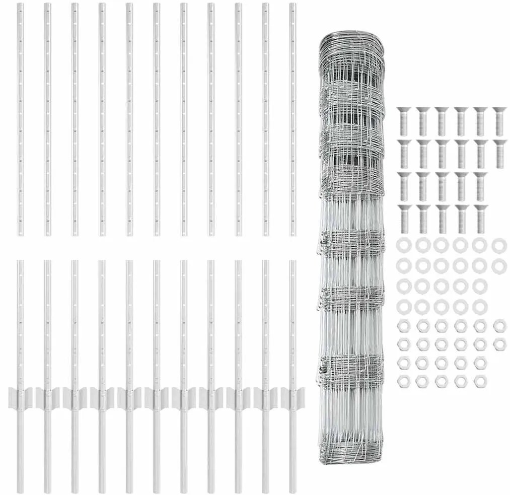Postes de Cerca vidaXL 22 pcs U-Channel 100 cm Aço Galvanizado