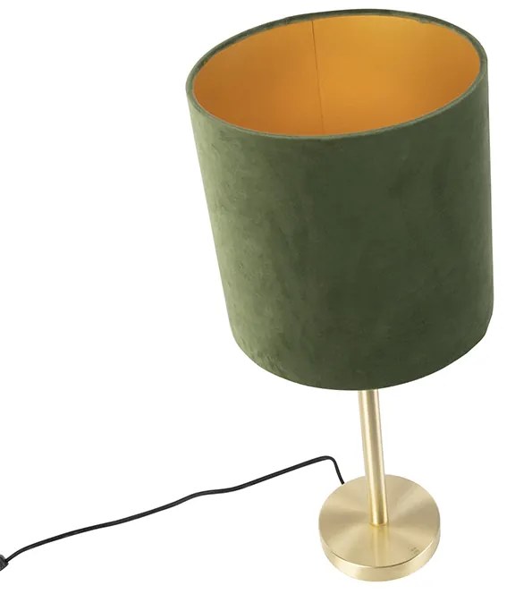 Candeeiro de mesa botânico em latão com cúpula verde 25 cm - Simplo Moderno
