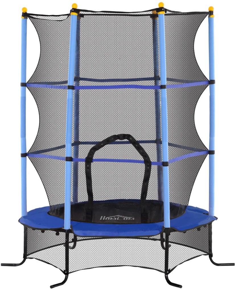 HOMCOM Trampolim para Crianças com Rede de Segurança e Estrutura de Aço para Interiores e Exteriores Carga 50 kg Ø163x190 cm Azul | Aosom Portugal