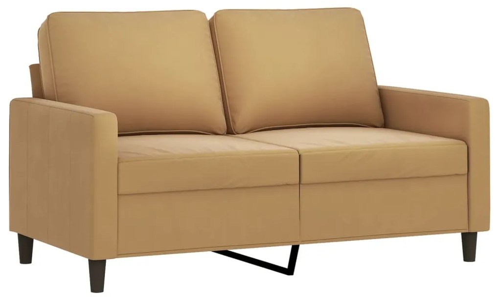 4 pcs conjunto de sofás com almofadas veludo castanho