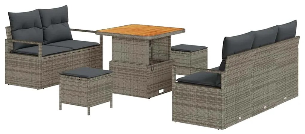 Conjunto de Sofás para Jardim vidaXL 8 Peças com Almofadas Cinza Ratta