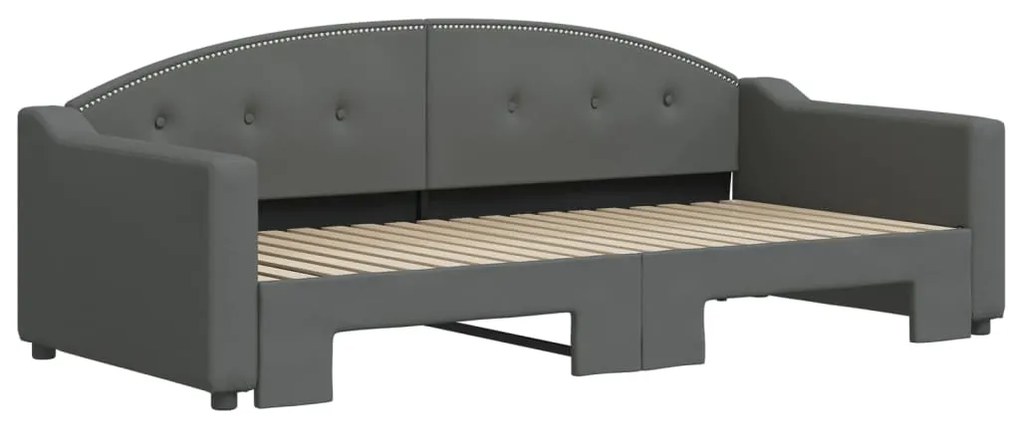 Sofá-cama com gavetão 90x190 cm tecido cinzento-escuro