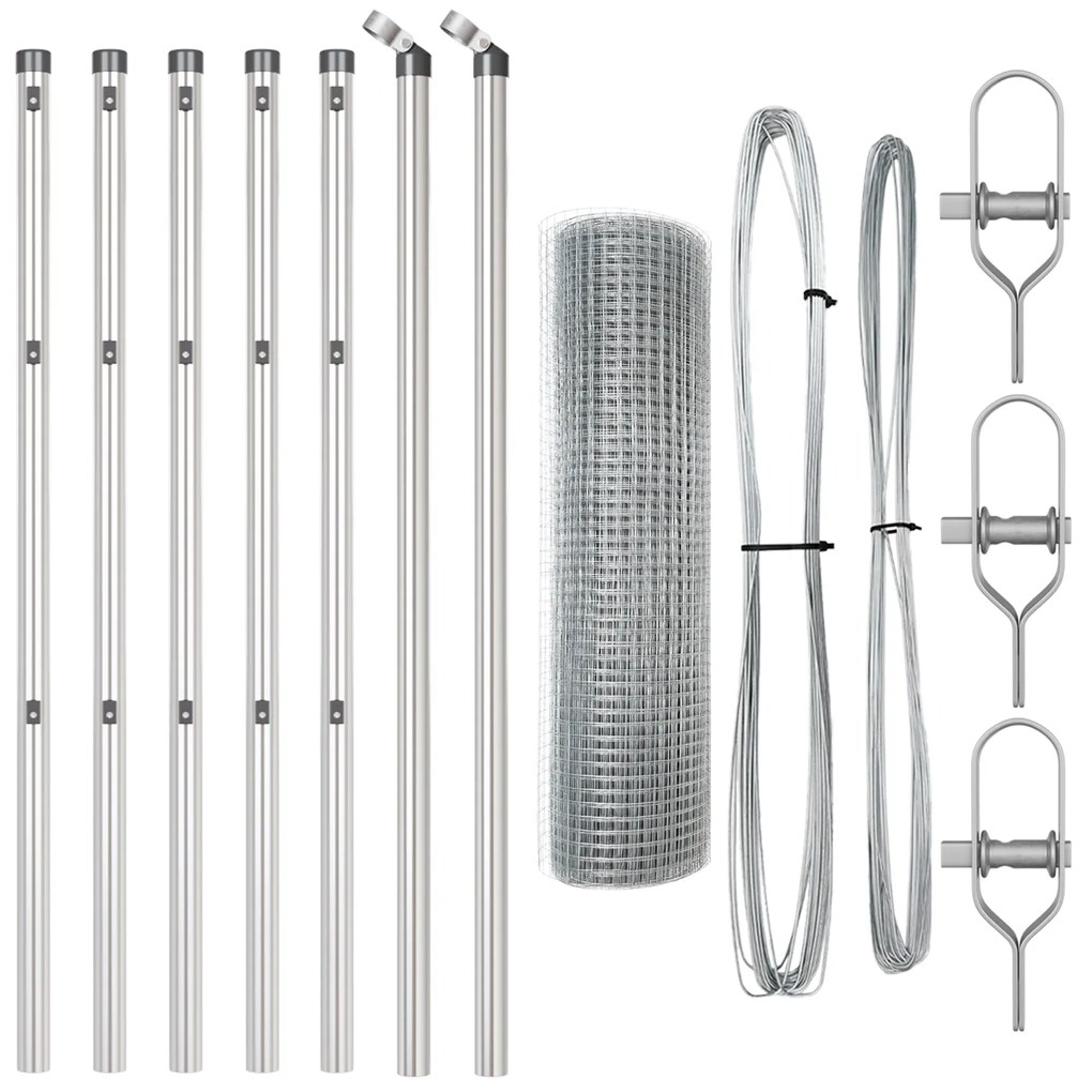 Cerca de Fios Soldados com 7 Postes 0.8x10 m Aço Galvanizado