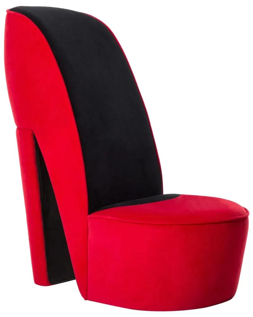 Cadeira estilo sapato de salto alto veludo vermelho