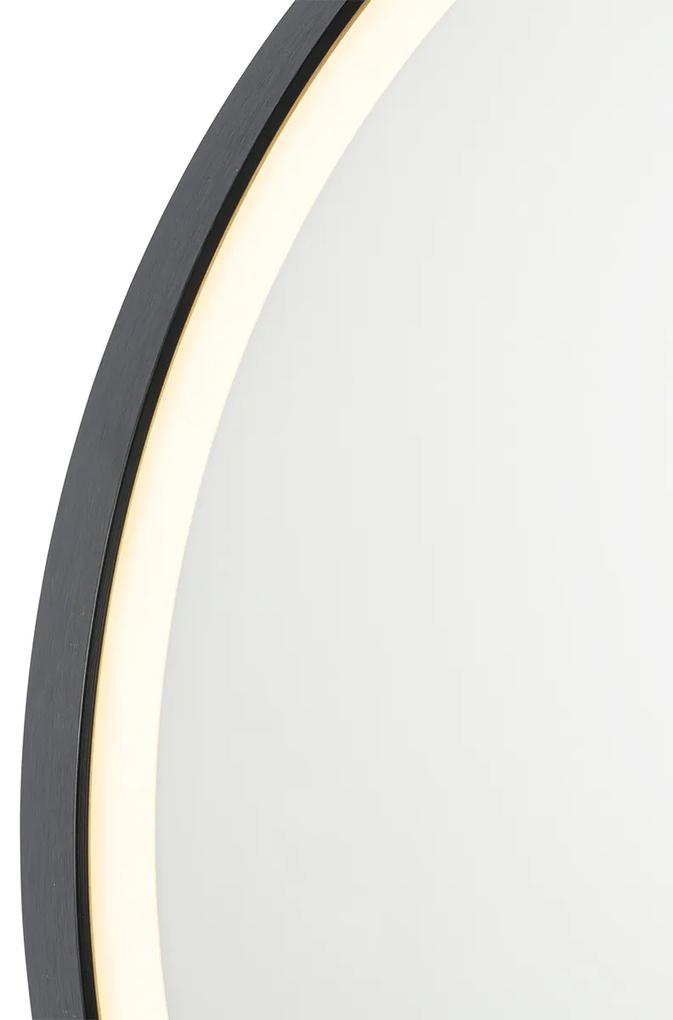 Espelho de banheiro preto 70 cm com LED com dimmer de toque - Miral Moderno