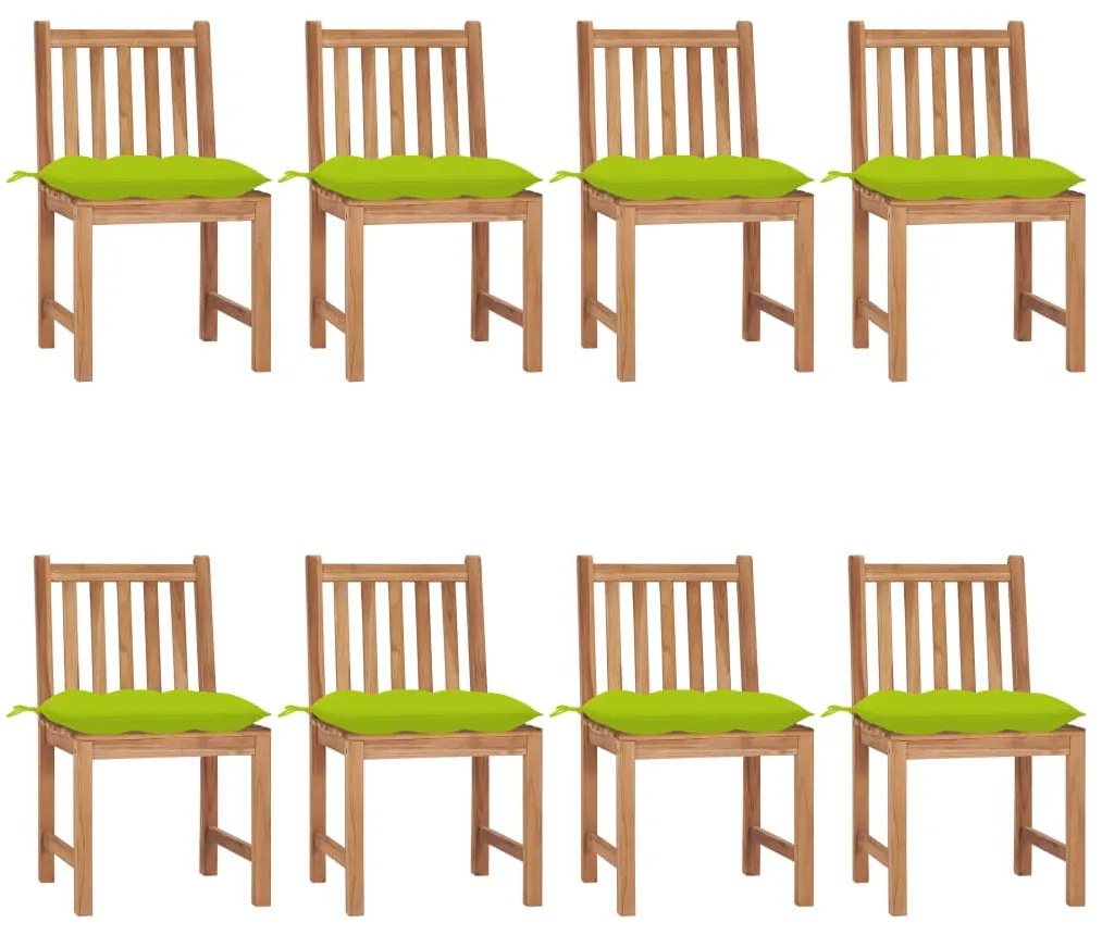 Cadeiras de jardim 8 pcs c/ almofadões madeira de teca maciça