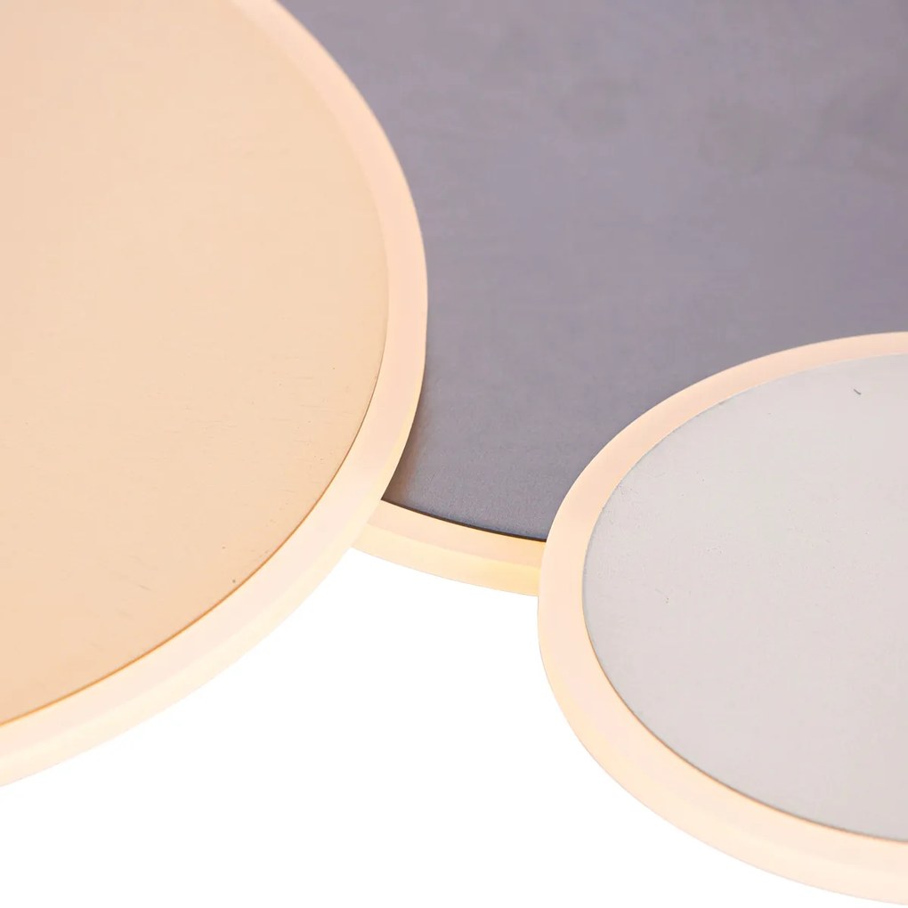 Candeeiro de teto inteligente latão, aço e cinzento incl. LED - Stan Design