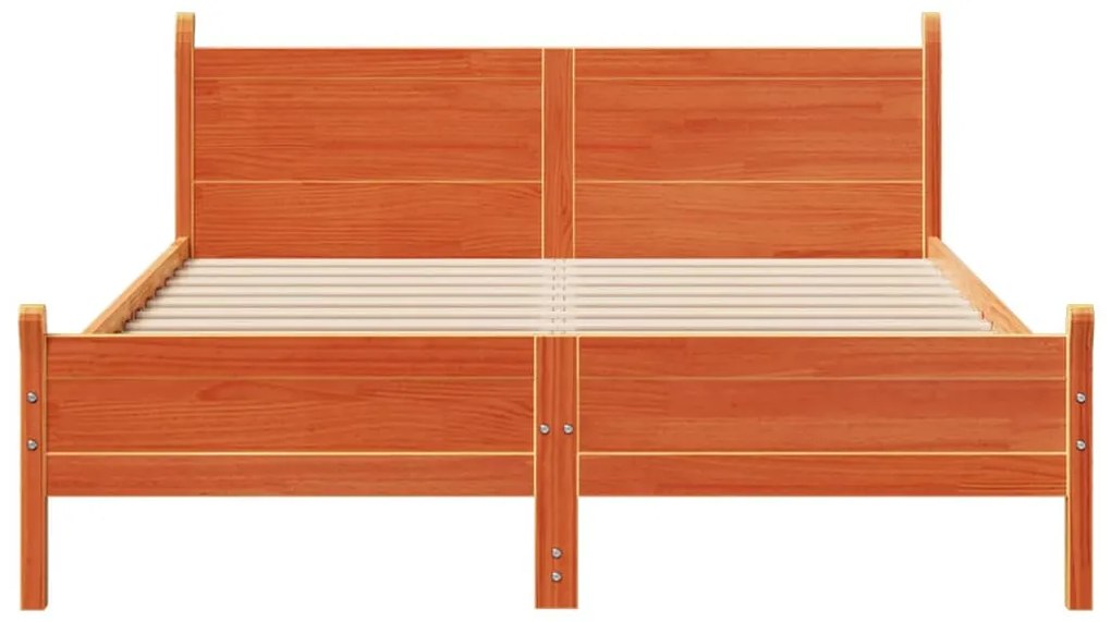 Cama sem colchão 140x200 cm madeira pinho maciça castanho-mel