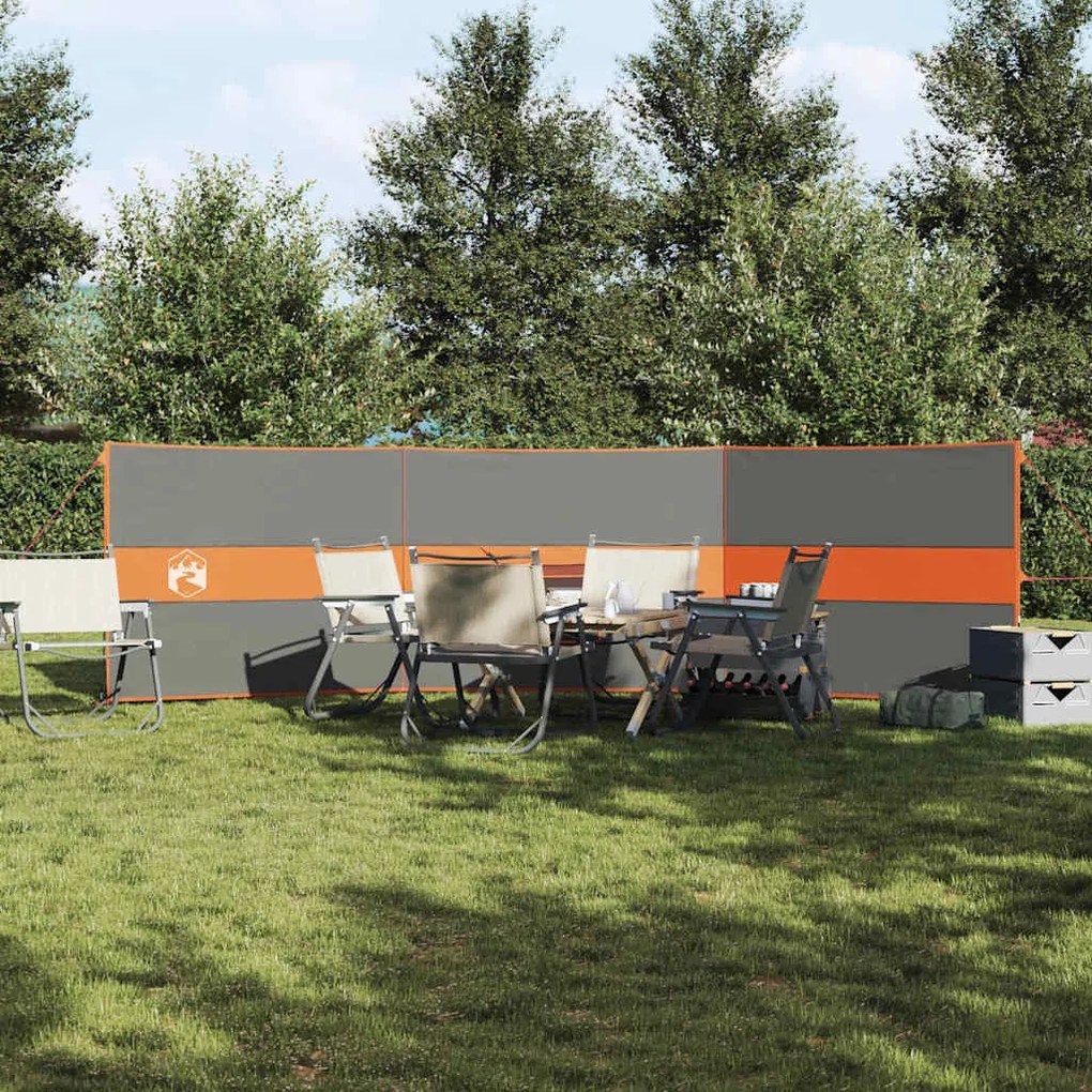 Corta-vento de campismo 490x123 cm impermeável cinza/laranja