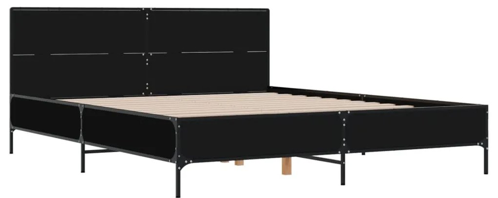 Estrutura de cama 140x190 cm derivados de madeira/metal preto