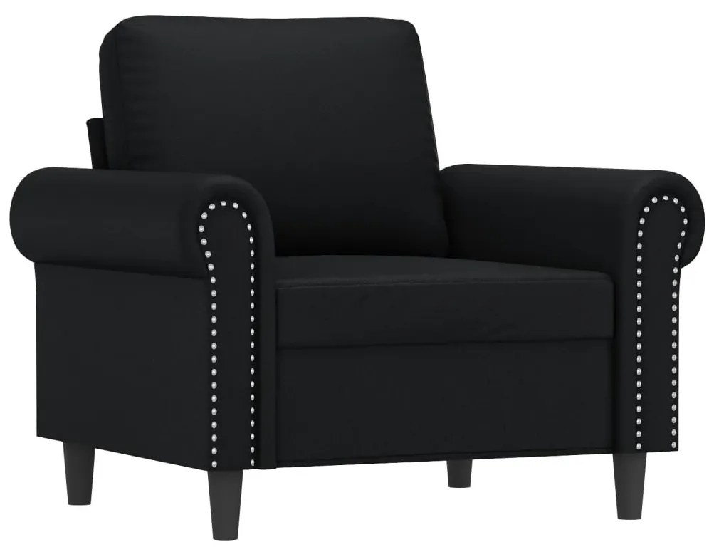 Poltrona com apoio de pés couro artificial 60 cm preto
