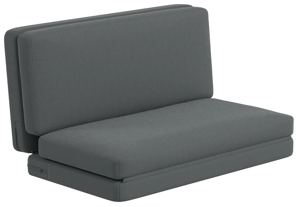 HOMCOM Cadeira de Chão Dobrável 3 em 1 Colchão de Hóspedes Divisível 138 cm de Largura Cinza Escuro | Aosom Portugal