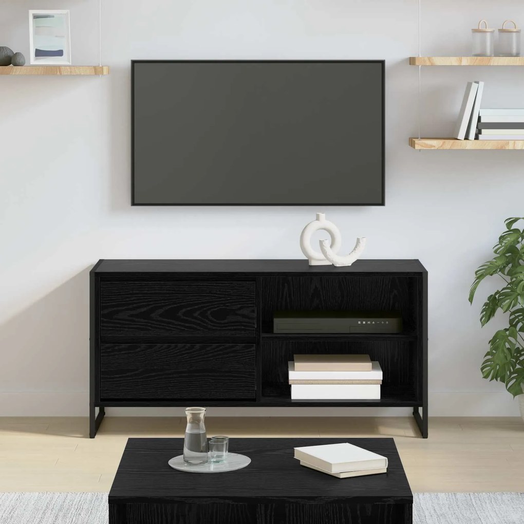 vidaXL Gabinete para TV com gaveta Carvalho Preto 100 x 36 x 49,5 cm